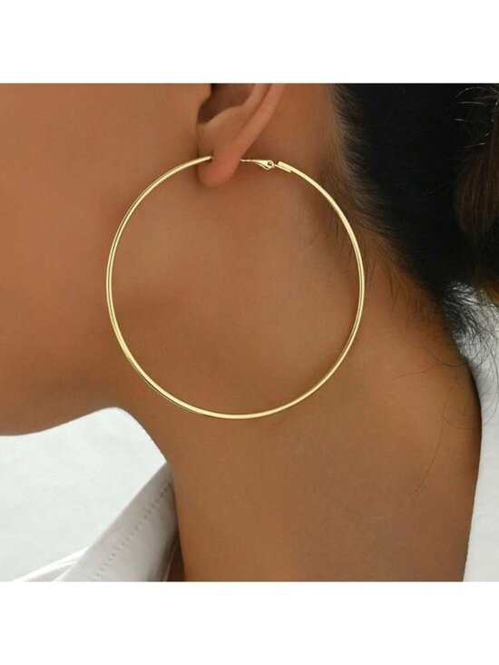 Large Wide Gold Tone Twisted XL Statement Hoop Earrings  Gold Tone Large Hoop Earrings Statement Hoops